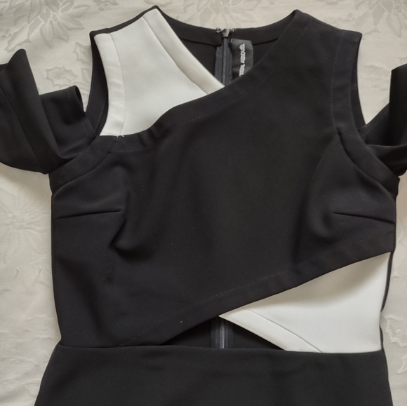 Yigal Azrouel Asymmetrical cutout bodycon mini dress colorblock bandage - Picture 3 of 12